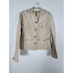 Olivier Strelli Womens Button Front Long Sleeve Casual Blazer Beige Size 38